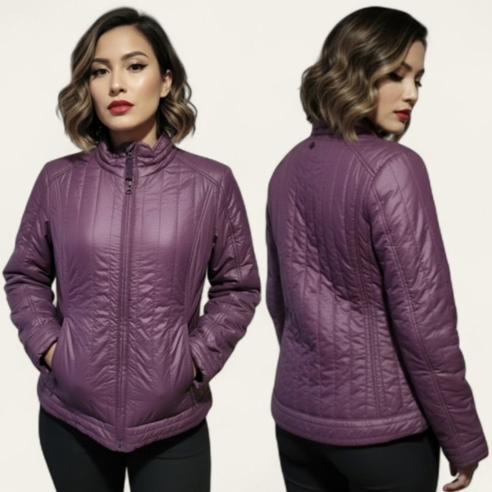 Prana Purple Puffer Jacket Small Full Zip Quilted Winter Coat